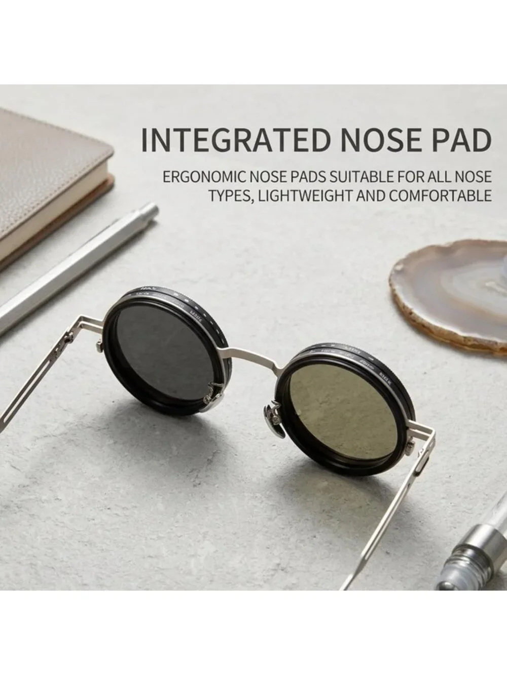 Adjustable Polarized Sunglasses for Men - Manual Dimming, UV Protection, Stylish